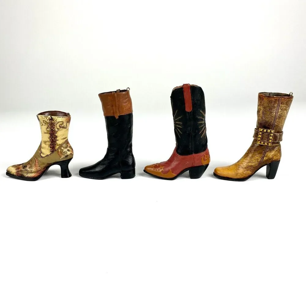 VTG JC Penney Mini Shoe Ornaments Women’s Casual Boot Set of 4 NIB Resin Boots - Picture 4 of 12